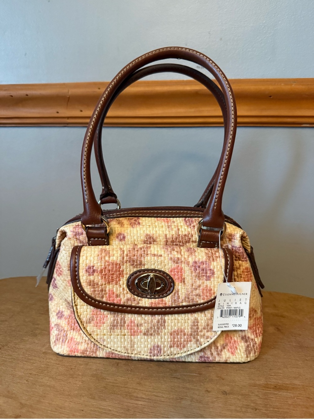 Etienne Aigner Juliet Collection  vintage straw mini satchel.